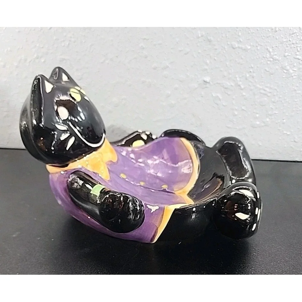 Black Cat Candy Dish Halloween Decor 5